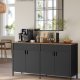 SONGMICS Opbevaringsskab, Metalskab med 4 D�re, 40 x 141 x 76 cm, Magnetisk Lukning, Justerbare Hylder, St�lramme, Rustik Brun og Bl�ksort LSC205BD01