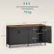 SONGMICS Opbevaringsskab, Metalskab med 4 D�re, 40 x 141 x 76 cm, Magnetisk Lukning, Justerbare Hylder, St�lramme, Rustik Brun og Bl�ksort LSC205BD01