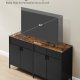 SONGMICS Opbevaringsskab, Metalskab med 4 D�re, 40 x 141 x 76 cm, Magnetisk Lukning, Justerbare Hylder, St�lramme, Rustik Brun og Bl�ksort LSC205BD01