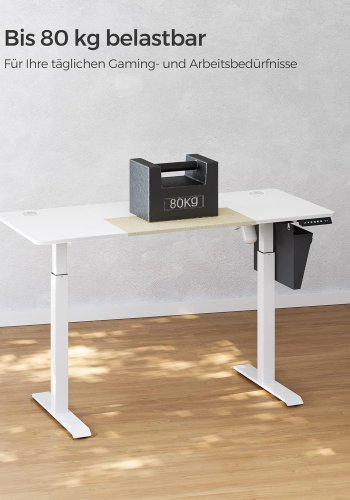 SONGMICS forhyet nedre bord, rektangulrt - hvit sponplate og hvitt stl (60x140)