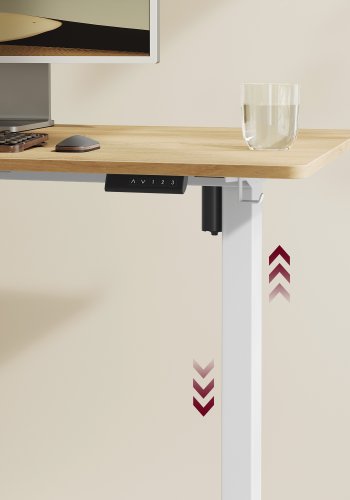 VASAGLE Elektrisk h�jdejusterbart skrivebord, h�ve-s�nkebordsstel, bordstativ uden bordplade med 2 kroge, 3 h�jdehukommelsesfunktioner, st�l, mat hvid LSD021W01