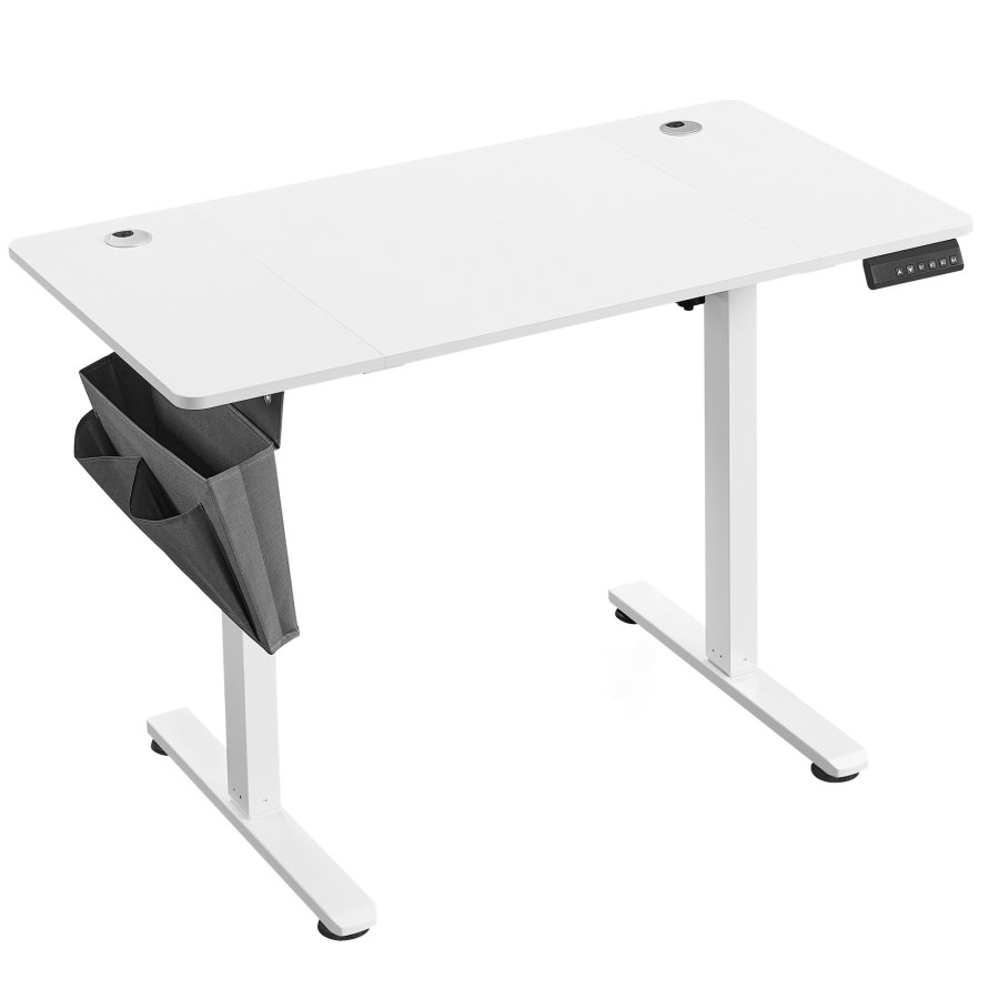 Elektrisk h�ve-s�nkebord, h�jdejusterbart, 120,1 x 60,1 cm, 4 hukommelsesh�jder, til hjemmekontor, hvid