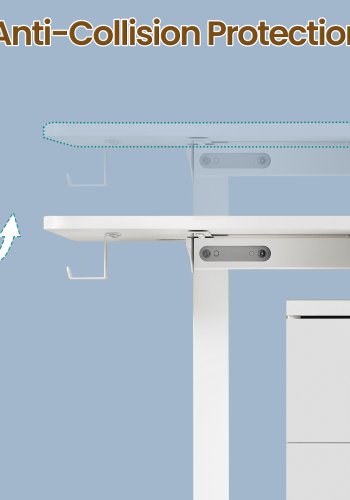 Elektrisk h�ve-s�nkebord, h�jdejusterbart, 120,1 x 60,1 cm, 4 hukommelsesh�jder, til hjemmekontor, hvid