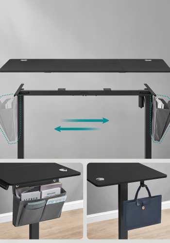 SONGMICS LSD134B01 H�jdejusterbart elektrisk skrivebord, 60 x 140 x (72-120), justerbart bord, hukommelsesfunktion til 4 h�jder, til hjemmekontor, arbejdsv�relse, bl�ksort