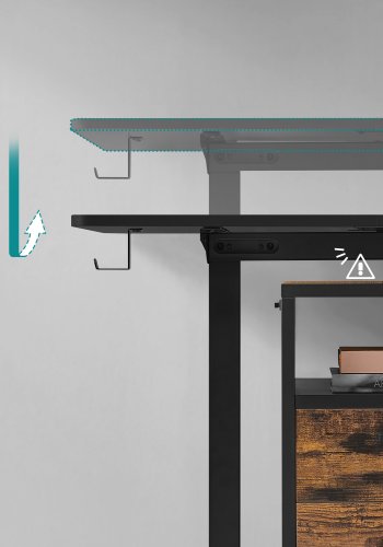 SONGMICS LSD134B01 H�jdejusterbart elektrisk skrivebord, 60 x 140 x (72-120), justerbart bord, hukommelsesfunktion til 4 h�jder, til hjemmekontor, arbejdsv�relse, bl�ksort