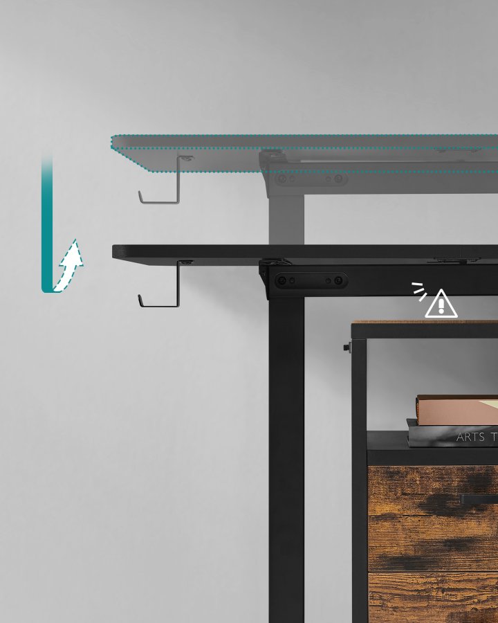 SONGMICS LSD134B01 H�jdejusterbart elektrisk skrivebord, 60 x 140 x (72-120), justerbart bord, hukommelsesfunktion til 4 h�jder, til hjemmekontor, arbejdsv�relse, bl�ksort