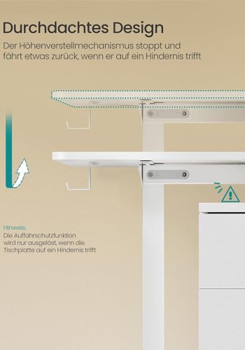 SONGMICS LSD134W01 H�jdejusterbart elektrisk skrivebord, 60 x 140 x 72120 cm, hukommelsesfunktion med 4 h�jder, til hjemmekontor, arbejdsv�relse, Cloud White