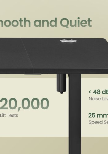 Elektrisk h�ve-s�nkebord, h�jdejusterbart, 160,1 x 70,1 cm, 4 hukommelsesh�jder, til hjemmekontor, sort
