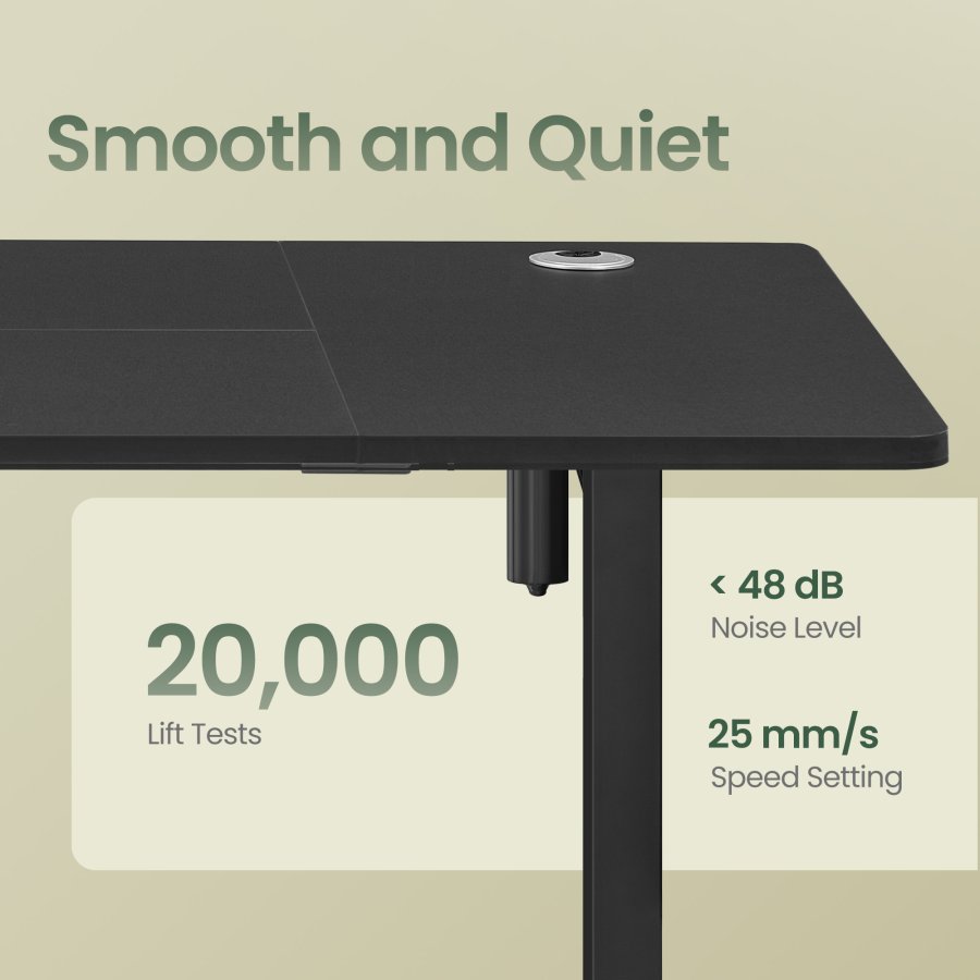 Elektrisk h�ve-s�nkebord, h�jdejusterbart, 160,1 x 70,1 cm, 4 hukommelsesh�jder, til hjemmekontor, sort