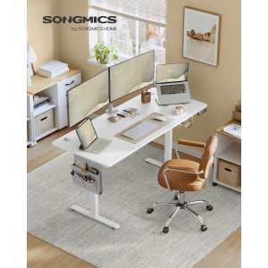 SONGMICS LSD138W01 H�jdejusterbart elektrisk skrivebord 180 x 80 cm Fuldt justerbart hukommelsesfunktion med 4 h�jder Cloud White
