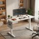 SONGMICS Elektrisk H�jdejusterbart Skrivebord, 180 x 80 x (72-120) cm, Sit-Stee-Bord, 4 H�jder, Hukommelsesfunktion til Kontor, Hjemmekontor, Cloud White LSD138W01