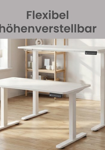 SONGMICS Elektrisk H�jdejusterbart Skrivebord, 180 x 80 x (72-120) cm, Sit-Stee-Bord, 4 H�jder, Hukommelsesfunktion til Kontor, Hjemmekontor, Cloud White LSD138W01