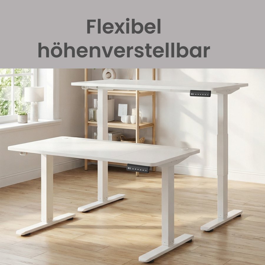 SONGMICS Elektrisk H�jdejusterbart Skrivebord, 180 x 80 x (72-120) cm, Sit-Stee-Bord, 4 H�jder, Hukommelsesfunktion til Kontor, Hjemmekontor, Cloud White LSD138W01