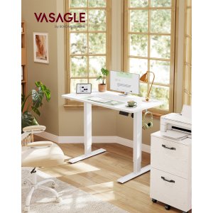 VASAGLE LSD310WZ03 H�jdejusterbart skrivebord St�ende skrivebord Computerbord Memory 4 H�jdejusterbart kontorbord 100 x 60 cm Cloud White