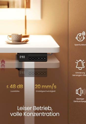 VASAGLE LSD310WZ03 H�jdejusterbart skrivebord St�ende skrivebord Computerbord Memory 4 H�jdejusterbart kontorbord 100 x 60 cm Cloud White
