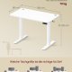 VASAGLE LSD310WZ03 H�jdejusterbart skrivebord St�ende skrivebord Computerbord Memory 4 H�jdejusterbart kontorbord 100 x 60 cm Cloud White