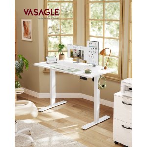 VASAGLE LSD312WZ03 H�jdejusterbart skrivebord St�ende skrivebord Computerbord Hukommelse Hukommelsesfunktion 4 h�jder Kontorbord 120 x 60 cm Cloud White