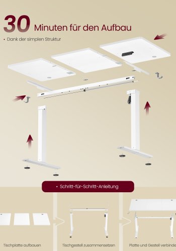 VASAGLE Elektrisk h�jdejusterbart skrivebord, computerbord, stillesiddende p�mindelse, hukommelsesfunktion med 4 h�jdeindstillinger, til kontor, 140 x 60 cm, Cloud White LSD314WZ03