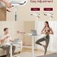 VASAGLE Oversengsbord med hjul, mobilt st�ende computerbord, 70 x 40 cm bordplade, justerbar h�jde, 2 kopholdere, telefon- og tabletplads, Cloud White ULSD600W01