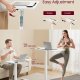 VASAGLE Oversengsbord med hjul, mobilt st�ende computerbord, 80 x 45 cm bordplade, justerbar h�jde, 2 kopholdere, telefon- og tabletplads, Cloud White ULSD601W01