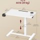 VASAGLE Oversengsbord med hjul, mobilt st�ende computerbord, 80 x 45 cm bordplade, justerbar h�jde, 2 kopholdere, telefon- og tabletplads, Cloud White ULSD601W01