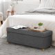 SONGMICS f&ouml;rvaringspall, hopf&auml;llbar puff, fotst&ouml;d, 38 x 110 x 40 cm, kubformad gavel med f&ouml;rvaring, lastkapacitet upp till 300 kg, f&ouml;r vardagsrum, sovrum, hall, skiffergr� LSF018G11