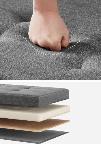 SONGMICS f&ouml;rvaringspall, hopf&auml;llbar puff, fotst&ouml;d, 38 x 110 x 40 cm, kubformad gavel med f&ouml;rvaring, lastkapacitet upp till 300 kg, f&ouml;r vardagsrum, sovrum, hall, skiffergr� LSF018G11