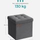 SONGMICS pall med f&ouml;rvaringsutrymme, liten hopf&auml;llbar b&auml;nk, fotpall 30 x 30 cm, f&ouml;rvaringsl�da, maxbelastning 130 kg, f&ouml;r vardagsrum, sovrum, studentrum, m&ouml;rkgr� LSF028G01