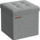 SONGMICS 30 cm b&auml;nk med f&ouml;rvaringsutrymme, hopf&auml;llbar sits, f&ouml;rvaringsl�da, fotpall, ljusgr� LSF028G02