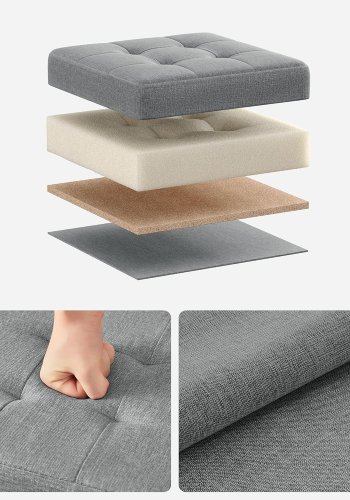 SONGMICS 30 cm b&auml;nk med f&ouml;rvaringsutrymme, hopf&auml;llbar sits, f&ouml;rvaringsl�da, fotpall, ljusgr� LSF028G02