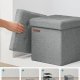 SONGMICS 30 cm b&auml;nk med f&ouml;rvaringsutrymme, hopf&auml;llbar sits, f&ouml;rvaringsl�da, fotpall, ljusgr� LSF028G02