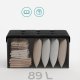 SONGMICS 76 cm hopf&auml;llbar f&ouml;rvaringsb&auml;nk med fotpall, fotpall, f&ouml;rvaringsl�da, belastning 300 kg, f&ouml;r vardagsrum, hall, bl&auml;cksvart ULSF047B01
