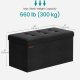 SONGMICS 76 cm hopf&auml;llbar f&ouml;rvaringsb&auml;nk med fotpall, fotpall, f&ouml;rvaringsl�da, belastning 300 kg, f&ouml;r vardagsrum, hall, bl&auml;cksvart ULSF047B01