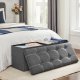 SONGMICS F&ouml;rvaringspuff, Hopf&auml;llbar F&ouml;rvaringsl�da, 110 x 38 x 38 cm, Fotpall i Konstduk, H�ller upp till 300 kg, Sovrum Vardagsrum Hall, M&ouml;rkgr� LSF077G04