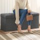 SONGMICS F&ouml;rvaringspuff, Hopf&auml;llbar F&ouml;rvaringsl�da, 110 x 38 x 38 cm, Fotpall i Konstduk, H�ller upp till 300 kg, Sovrum Vardagsrum Hall, M&ouml;rkgr� LSF077G04