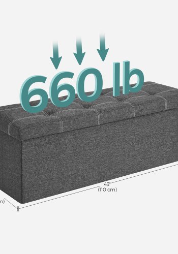 SONGMICS F&ouml;rvaringspuff, Hopf&auml;llbar F&ouml;rvaringsl�da, 110 x 38 x 38 cm, Fotpall i Konstduk, H�ller upp till 300 kg, Sovrum Vardagsrum Hall, M&ouml;rkgr� LSF077G04