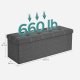 SONGMICS F&ouml;rvaringspuff, Hopf&auml;llbar F&ouml;rvaringsl�da, 110 x 38 x 38 cm, Fotpall i Konstduk, H�ller upp till 300 kg, Sovrum Vardagsrum Hall, M&ouml;rkgr� LSF077G04