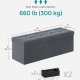 SONGMICS F&ouml;rvaringspuff, Hopf&auml;llbar sammetsb&auml;nk med f&ouml;rvaring, Fotpall, 35 x 113 x 35 cm, Skiffergr� ULSF277G01