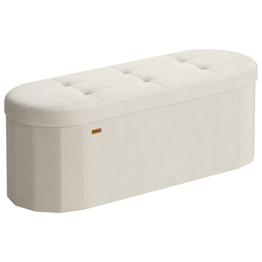 SONGMICS LSF297LH01 F&ouml;rvaringspuff, F&ouml;rvaringsl�da, Hopf&auml;llbart fotst&ouml;d, Enkel montering, F&ouml;r vardagsrum, hall och sovrum, Sammet, Kapacitet 110 l, 38 x 110 x 38 cm, Kr&auml;mvit