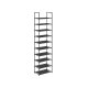 SONGMICS 10-etagers skohylde, skostativ, pladsbesparende skoopbevaring, 45 x 28 x 173 cm, metalramme, hylder af ikke-v�vet stof, til entr&eacute;, sovev�relse, sort LSH010B02