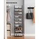 SONGMICS 10-etagers skohylde, skostativ, pladsbesparende skoopbevaring, 45 x 28 x 173 cm, metalramme, hylder af ikke-v�vet stof, til entr&eacute;, sovev�relse, sort LSH010B02