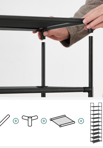 SONGMICS 10-etagers skohylde, skostativ, pladsbesparende skoopbevaring, 45 x 28 x 173 cm, metalramme, hylder af ikke-v�vet stof, til entr&eacute;, sovev�relse, sort LSH010B02
