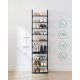 SONGMICS 10-etagers skohylde, skostativ, pladsbesparende skoopbevaring, 45 x 28 x 173 cm, metalramme, hylder af ikke-v�vet stof, til entr&eacute;, sovev�relse, sort LSH010B02