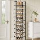 SONGMICS 10-etagers skohylde, skostativ, pladsbesparende skoopbevaring, 45 x 28 x 173 cm, metalramme, hylder af ikke-v�vet stof, til entr&eacute;, sovev�relse, gr� LSH010G01