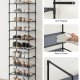 SONGMICS 10-etagers skohylde, skostativ, pladsbesparende skoopbevaring, 45 x 28 x 173 cm, metalramme, hylder af ikke-v�vet stof, til entr&eacute;, sovev�relse, gr� LSH010G01