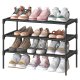 SONGMICS Skoreol, 3-lags skoopbevaring, pladsbesparende, entr&eacute;, metalramme, hylder af ikke-v�vet stof, bl�ksort ULSH023BH01