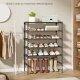 SONGMICS Skoreol, 3-lags skoopbevaring, pladsbesparende, entr&eacute;, metalramme, hylder af ikke-v�vet stof, bl�ksort ULSH023BH01