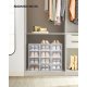 SONGMICS sko�sker, pakke med 12 stabelbare skoopbevaringsarrang�rer, foldbare og alsidige til sneakers, passer op til UK-st�rrelse 10,5, transparent og hvid LSP12SWT