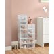 SONGMICS sko�sker, pakke med 12 stabelbare skoopbevaringsarrang�rer, foldbare og alsidige til sneakers, passer op til UK-st�rrelse 10,5, transparent og hvid LSP12SWT