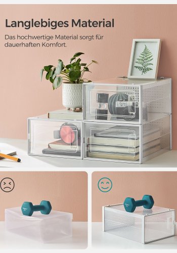 SONGMICS sko�sker, pakke med 12 stabelbare skoopbevaringsarrang�rer, foldbare og alsidige til sneakers, passer op til UK-st�rrelse 10,5, transparent og hvid LSP12SWT